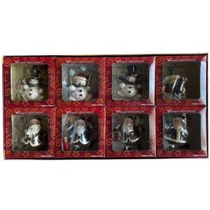 Costco Holiday Whimsical Christmas Ornaments 4" Santa and Snowman Lot of 8 New